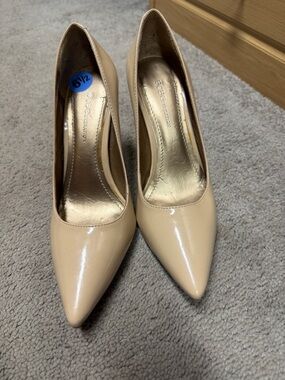 BCBGeneration Nude Patent Pointed Toe Pumps